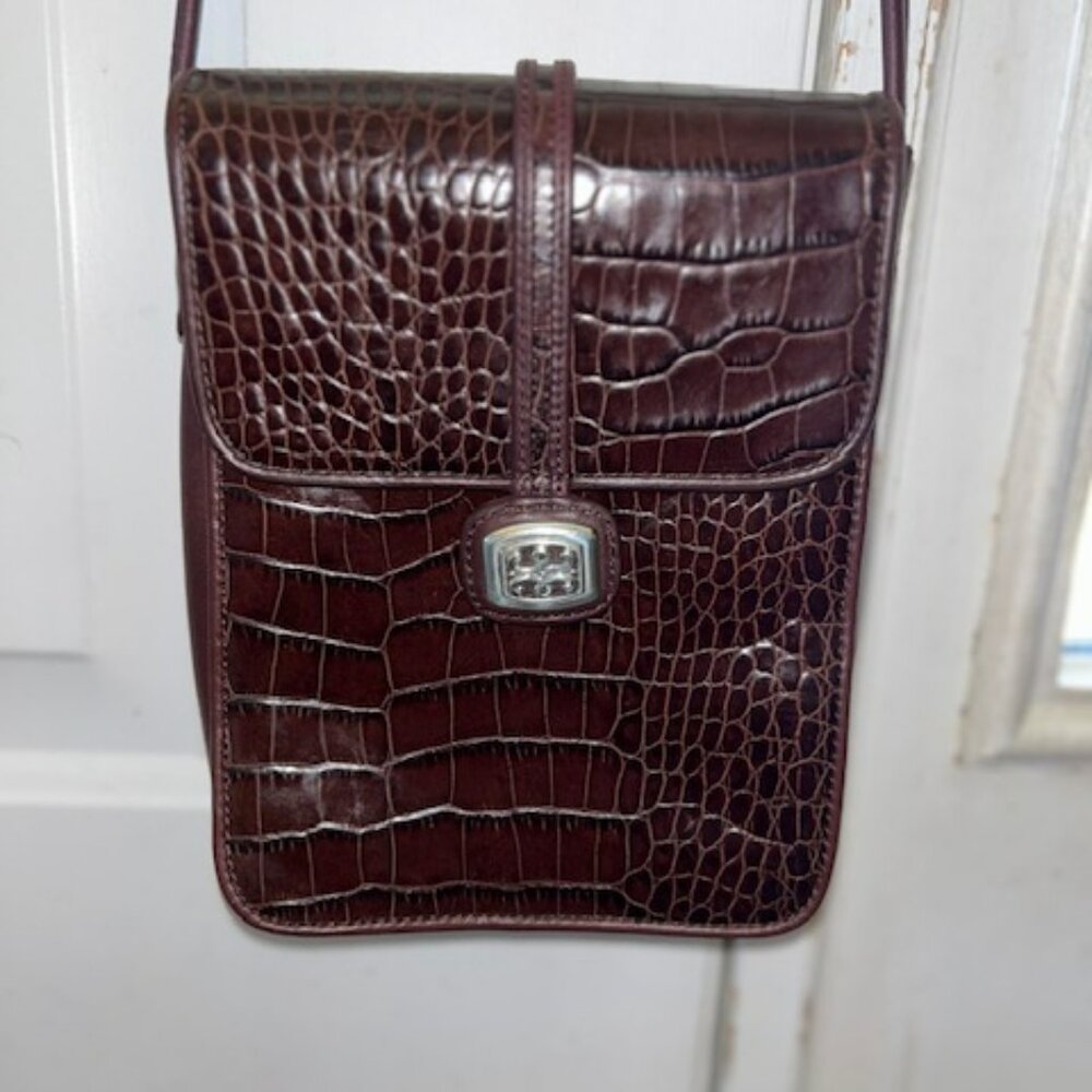 BRIGHTON One World - Smooth & Croc Embossed Leather - Crossbody Bag GORGEOUS